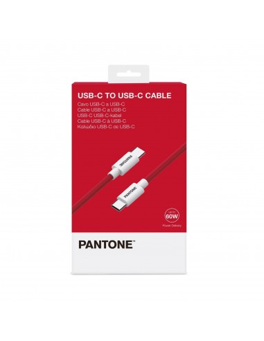 Pantone Cable USB-C a USB-C 60W 2.4A Rojo 1.5m