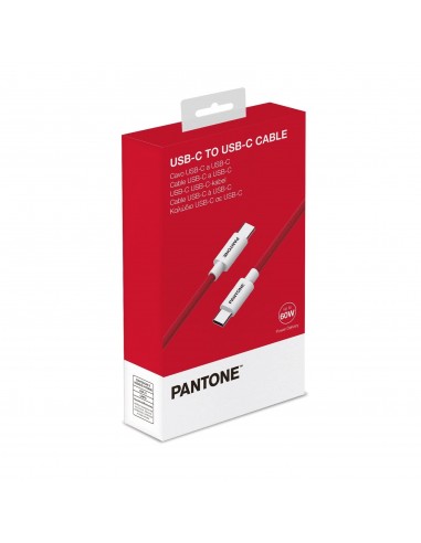 Pantone Cable USB-C a USB-C 60W 2.4A Rojo 1.5m
