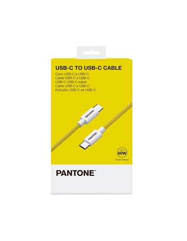 Pantone Cable USB-C a USB-C 60W 2.4A Amarillo 1.5m