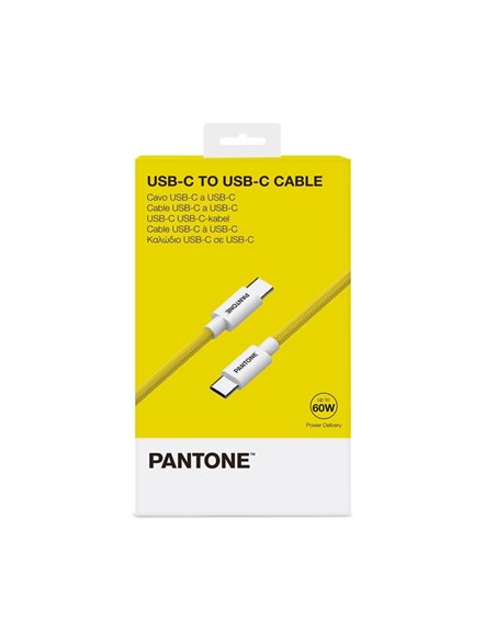 Pantone Cable USB-C a USB-C 60W 2.4A Amarillo 1.5m