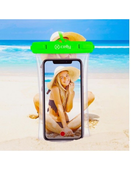 Celly Bolsa Impermeable IPX8 para Smartphone hasta 7" Verde
