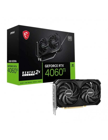 MSI GeForce RTX 4060 Ti Ventus 2X Black OC 8GB GDDR6 DLSS3 Tarjeta Gráfica