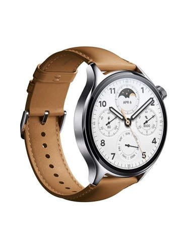 Xiaomi Watch S1 Pro Reloj Smartwatch Plata con Correa de Cuero Marrón