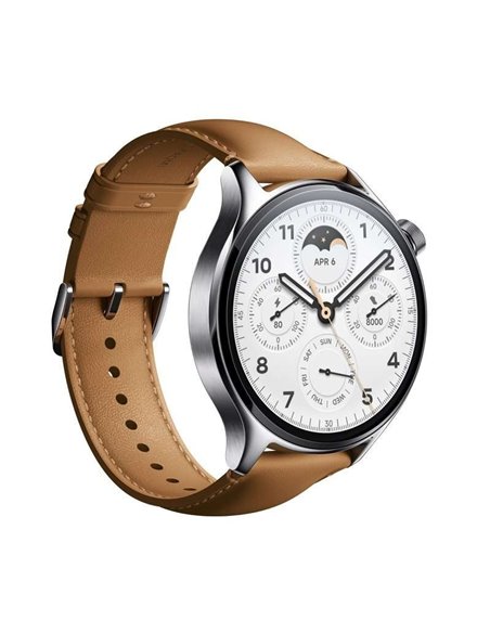Xiaomi Watch S1 Pro Reloj Smartwatch Plata con Correa de Cuero Marrón