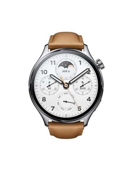 Xiaomi Watch S1 Pro Reloj Smartwatch Plata con Correa de Cuero Marrón