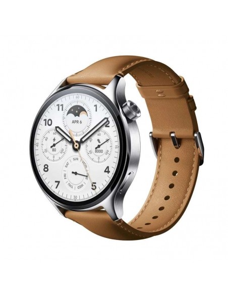 Xiaomi Watch S1 Pro Reloj Smartwatch Plata con Correa de Cuero Marrón