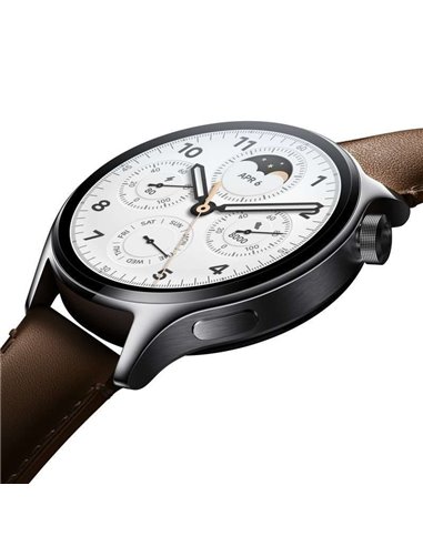 Xiaomi Watch S1 Pro Reloj Smartwatch Plata con Correa de Cuero Marrón