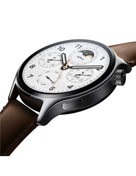 Xiaomi Watch S1 Pro Reloj Smartwatch Plata con Correa de Cuero Marrón