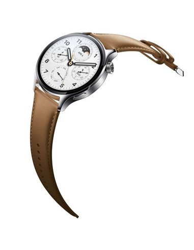 Xiaomi Watch S1 Pro Reloj Smartwatch Plata con Correa de Cuero Marrón
