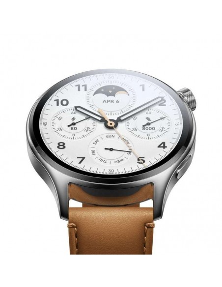 Xiaomi Watch S1 Pro Reloj Smartwatch Plata con Correa de Cuero Marrón