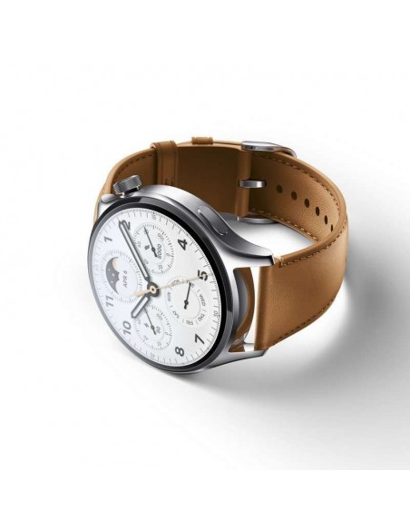 Xiaomi Watch S1 Pro Reloj Smartwatch Plata con Correa de Cuero Marrón