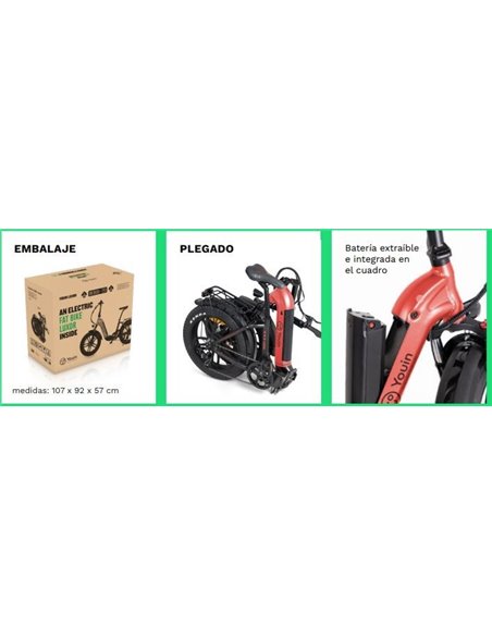 Youin Luxor Bicicleta Eléctrica Plegable Fat Bike 250W 20"