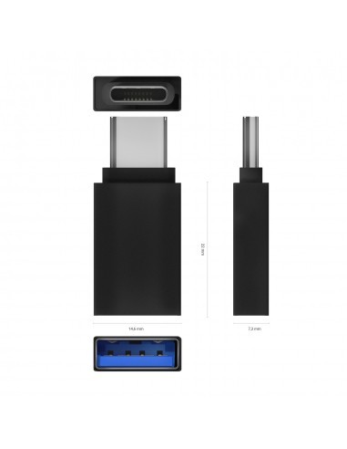 MINI ADAPTADOR AISENS ALUMINIO USB3.2 USB-C/M - A/H GEN1 3A NEGRO - miniatura 3