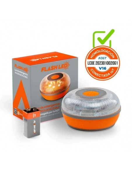 FlashLED SOS Baliza Señalización V16 Conectada IoT Homologada DGT 3.0
