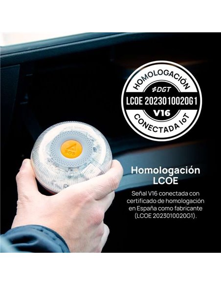 FlashLED SOS Baliza Señalización V16 Conectada IoT Homologada DGT 3.0