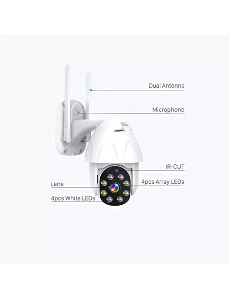 Denver IOC-221 Cámara domo IP digital para exteriores con LED IR 1080p