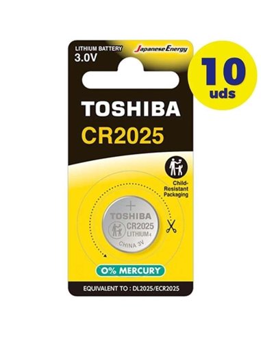 Toshiba Pack de 10 Pilas de Botón CR2025 CP-1C 3V