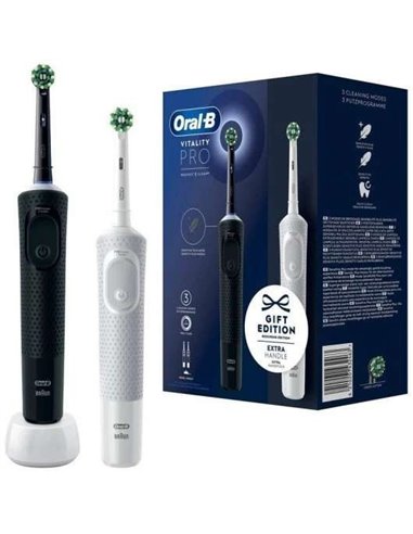 Oral-B Vitality Pro Duo Cepillos de Dientes Eléctricos Negro y Blanco + Cargador