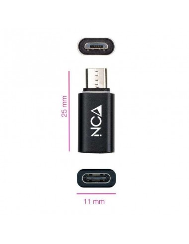 Nanocable Adaptador Micro USB a USB-C Negro
