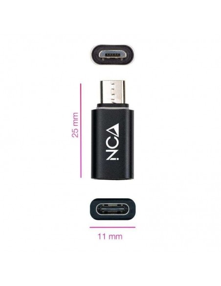 Nanocable Adaptador Micro USB a USB-C Negro