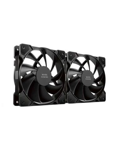 Mars Gaming MF-PWMX2 Kit 2 Ventiladores 120mm Ultra Silenciosos con Sistema Anti-vibraciones Negros