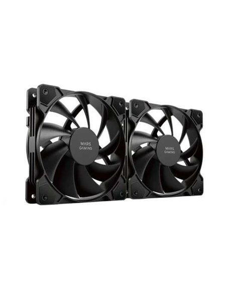 Mars Gaming MF-PWMX2 Kit 2 Ventiladores 120mm Ultra Silenciosos con Sistema Anti-vibraciones Negros
