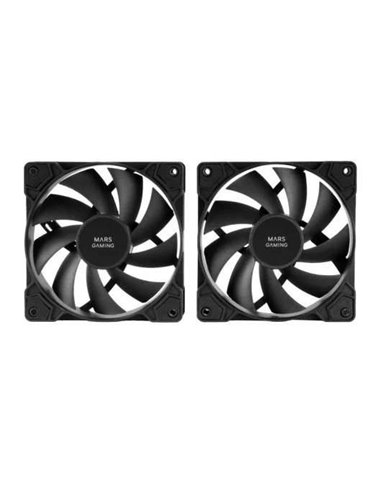 Mars Gaming MF-PWMX2 Kit 2 Ventiladores 120mm Ultra Silenciosos con Sistema Anti-vibraciones Negros