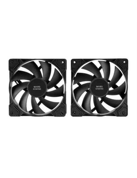Mars Gaming MF-PWMX2 Kit 2 Ventiladores 120mm Ultra Silenciosos con Sistema Anti-vibraciones Negros