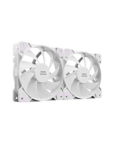 Mars Gaming MF-PWMX2 Kit 2 Ventiladores 120mm Ultra Silenciosos con Sistema Anti-vibraciones Blancos