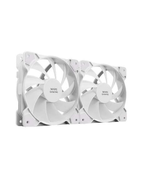 Mars Gaming MF-PWMX2 Kit 2 Ventiladores 120mm Ultra Silenciosos con Sistema Anti-vibraciones Blancos