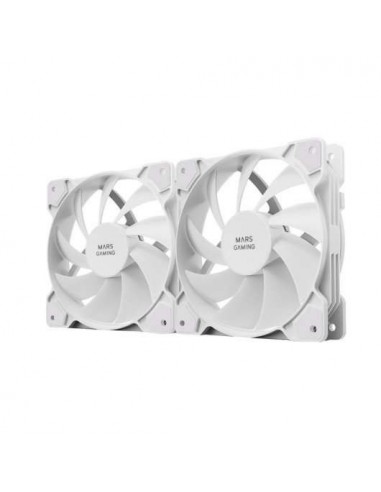 Mars Gaming MF-PWMX2 Kit 2 Ventiladores 120mm Ultra Silenciosos con Sistema Anti-vibraciones Blancos