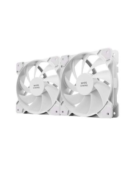 Mars Gaming MF-PWMX2 Kit 2 Ventiladores 120mm Ultra Silenciosos con Sistema Anti-vibraciones Blancos