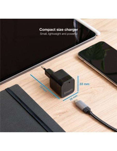TooQ TQWC-PD20 Cargador de Pared USB-C PD20W Negro