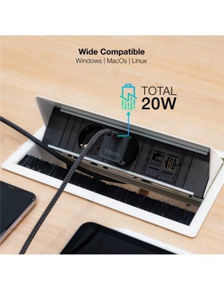 TooQ TQWC-PD20 Cargador de Pared USB-C PD20W Negro