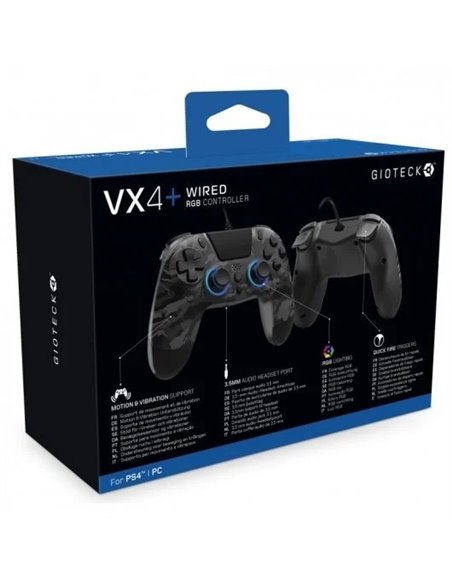 Gioteck VX-4+ Mando con Cable LED Camuflaje Gris para PS4