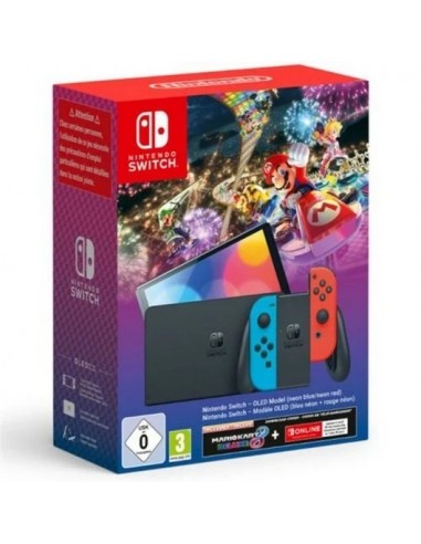 Nintendo Switch OLED Azul Neón/Rojo Neón + Mario Kart 8 Digital + Nintendo Switch Online 3 Meses