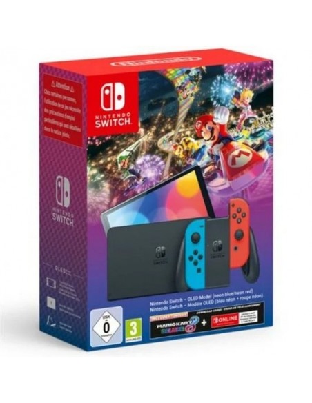 Nintendo Switch OLED Azul Neón/Rojo Neón + Mario Kart 8 Digital + Nintendo Switch Online 3 Meses
