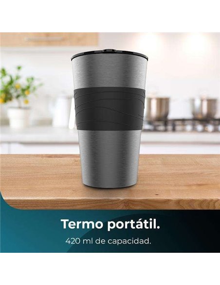 Cecotec Coffee 66 Drop & Go Cafetera de Goteo con Termo Portátil Acero Inoxidable
