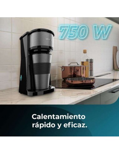 Cecotec Coffee 66 Drop & Go Cafetera de Goteo con Termo Portátil Acero Inoxidable