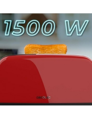 Cecotec Toastin' time 1500 Red Lite Tostadora con 2 Rebanadas Largas 1500W en Rojo
