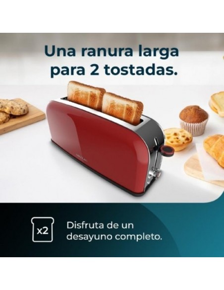 Cecotec Toastin' time 850 Red Long Lite Tostador 1 Rebanada Larga 850W en Rojo