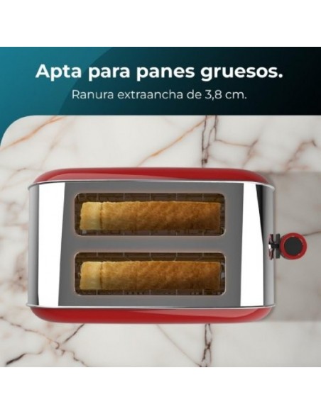 Cecotec Toastin' time 850 Red Lite Tostadora Vertical de acero con 2 Rebanadas Cortas 850W en Rojo