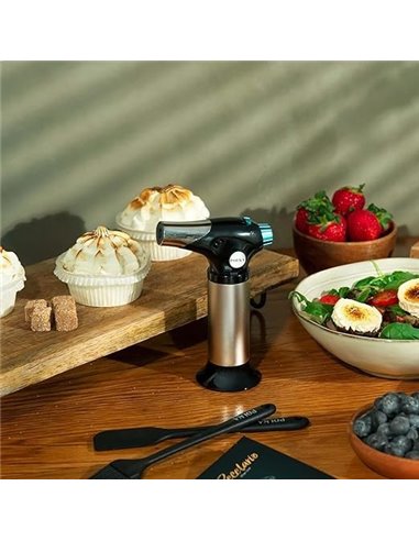 Cecotec Polka Flame-Cook 1000 Steel. Soplete de Cocina que Alcanza 1300ºC