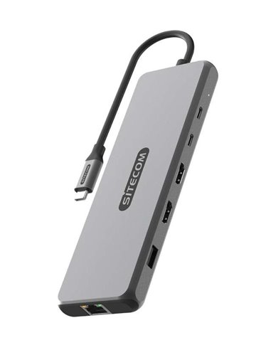 Sitecom Dock CN-7001 USB-C 10en1 - 2xHDMI 1xRJ45 4xUSB-A 1xUSB-C PD 100W 1xUSB-C 3.2