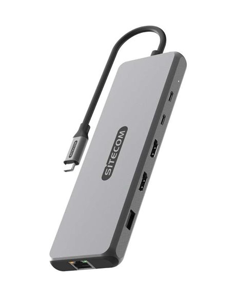 Sitecom Dock CN-7001 USB-C 10en1 - 2xHDMI 1xRJ45 4xUSB-A 1xUSB-C PD 100W 1xUSB-C 3.2