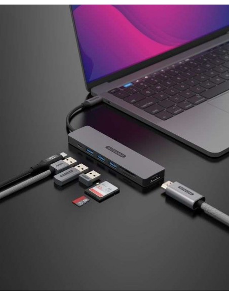 Sitecom Dock CN-5505 USB-C 7en1 - 1xHDMI 3xUSB-A 1xUSB-C PD 100W 1xSD/MicroSD