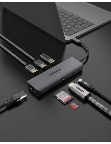 Sitecom Dock CN-5507 USB-C 8en1 - 1xHDMI 1xRJ45 2xUSB-A 1xUSB-C PD 100W 1xSD/MicroSD