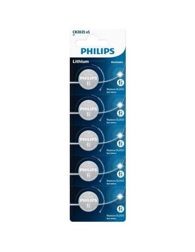 Philips CR2025P5/01B Pack de Botón Litio 3V 5 Unidades