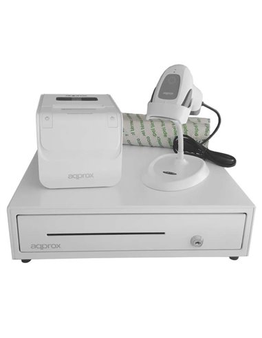 Approx appPOSPACK4180WH2D Pack Cajón + Impresora + Papel + Léctor 2D Blanco