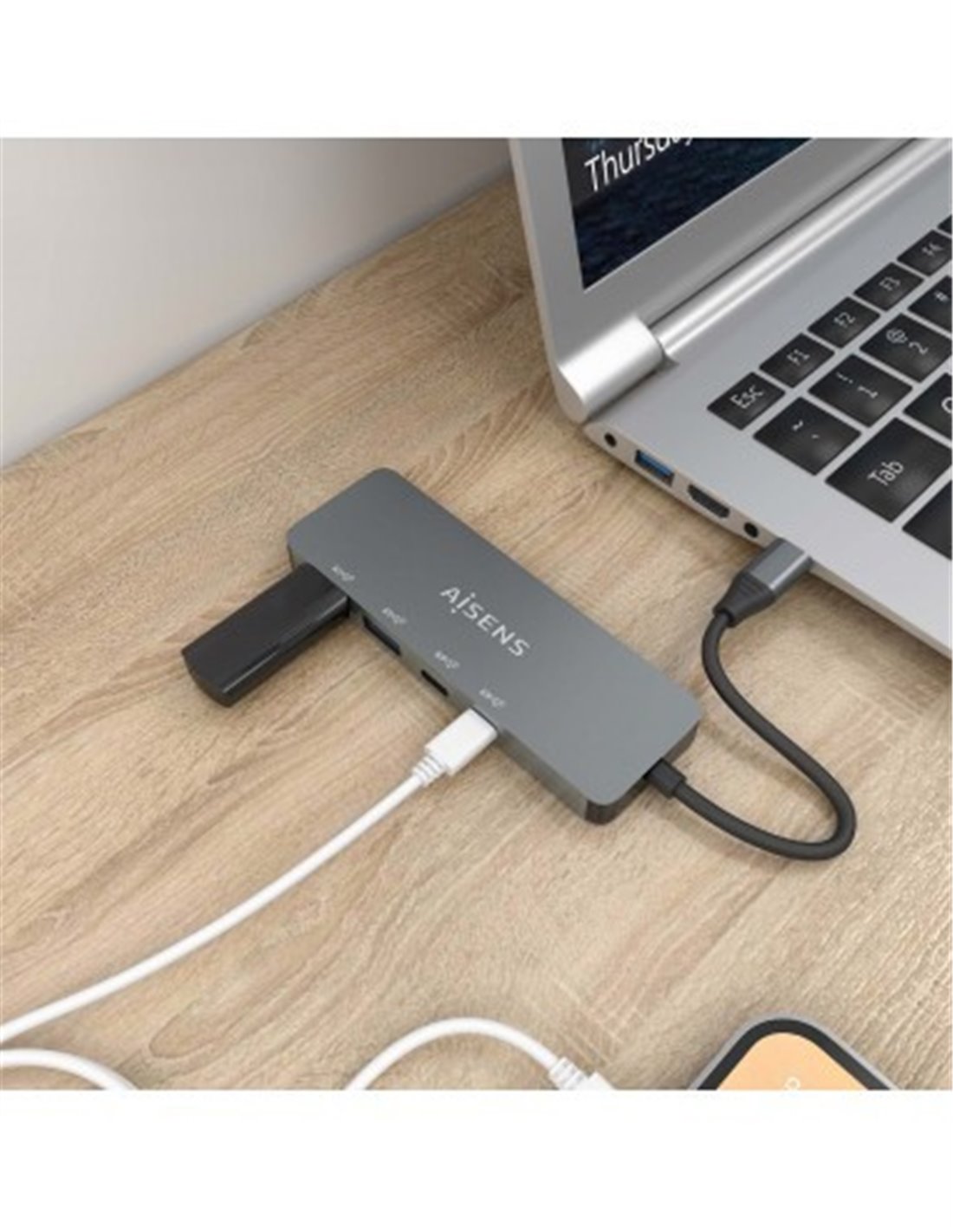 Aisens HUB USB 3.2 Gen2 10G USB-C a USB-C/M + 2xUSB-C/H + 2xUSB-A/H ...